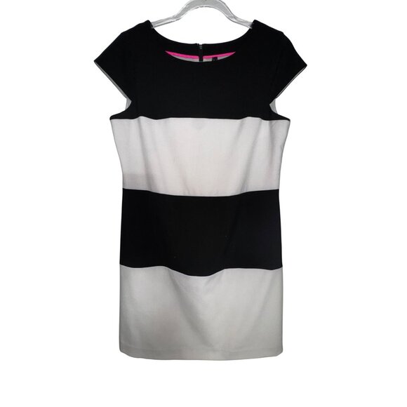 Marc New York Andrew Marc Black & White Striped Dress Size 10 Mod Classic Cute - Picture 1 of 8